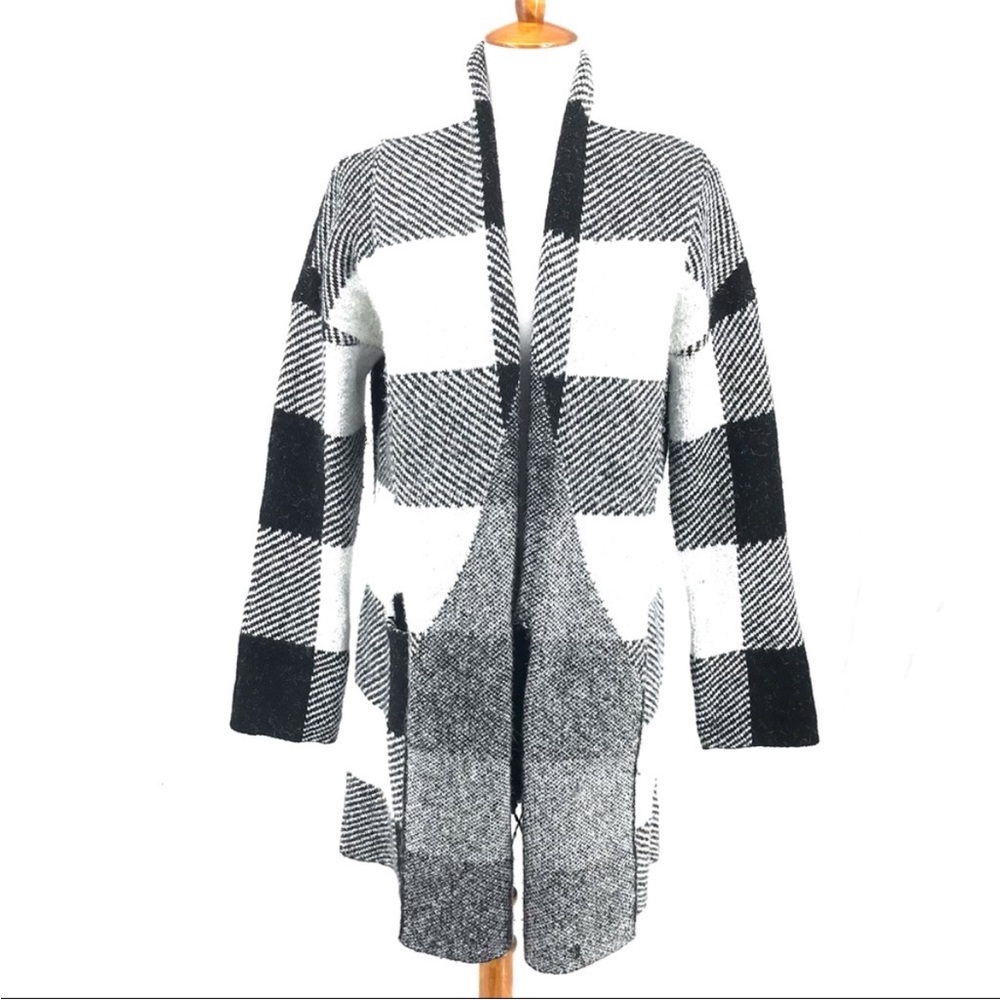 Anthropologie Monochrome Checkered Cardigan